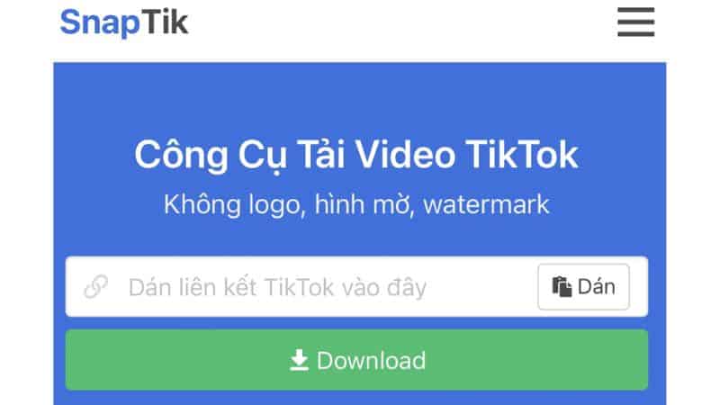Snaptik app là công cụ tải xuống các video từ Tiktok mà không bị dính logo