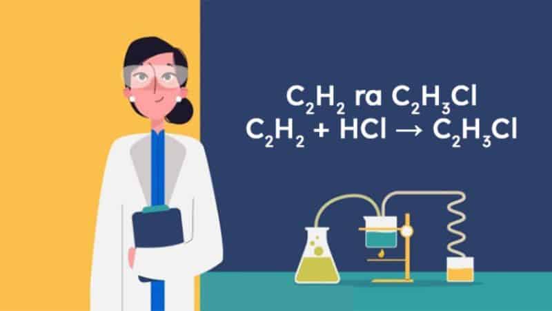 Phương trình hóa học C2H2 HCl ra chất sản phẩm là C2H3Cl